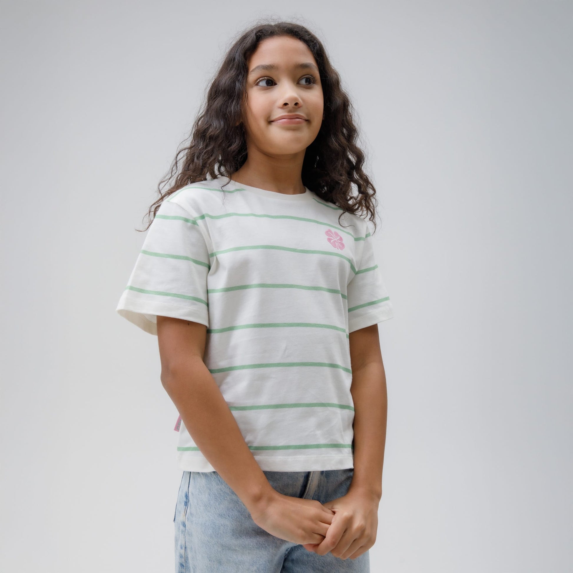 Celtic Junior Hooped Green and White T-Shirt