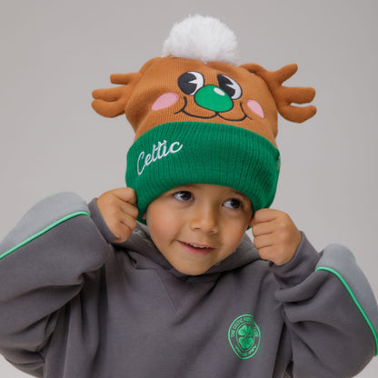 Celtic Junior Reindeer Green Pom Beanie