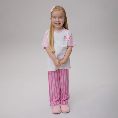 Celtic Junior Stripe Pink Trouser Pyjama Set