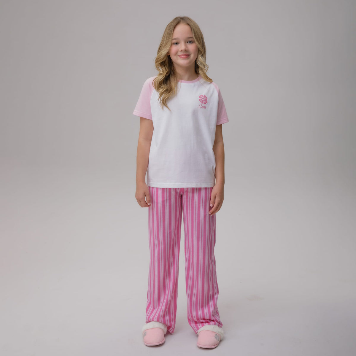 Celtic Junior Stripe Pink Trouser Pyjama Set