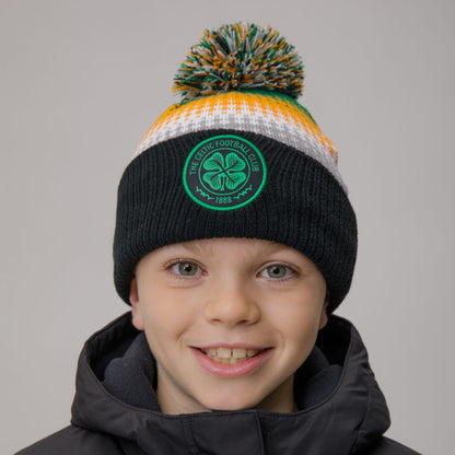 Celtic Junior Tricolour Pom Beanie