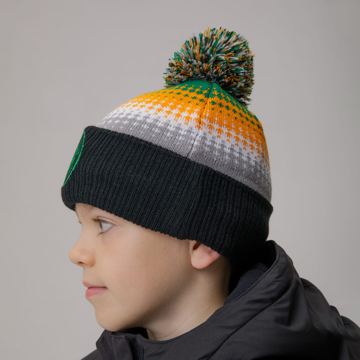 Celtic Junior Tricolour Pom Beanie