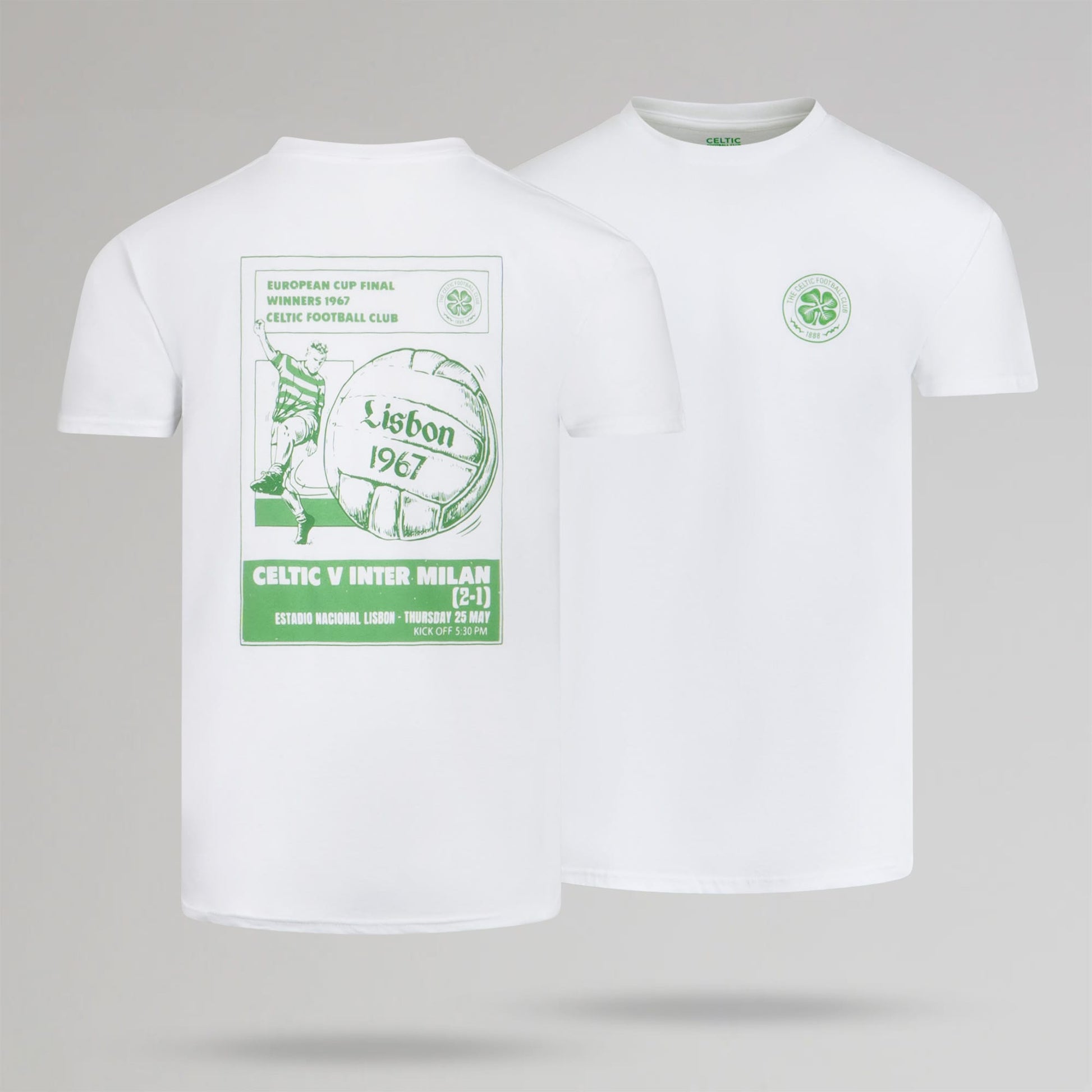 Celtic Lisbon Newspaper White T-Shirt