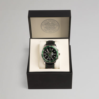 Celtic Sekonda Chronograph Black Leather Watch