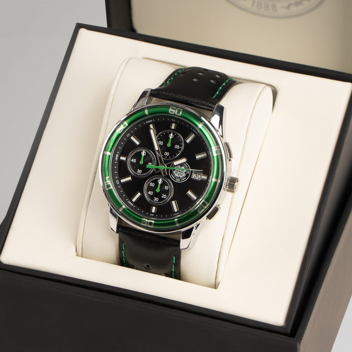 Celtic Sekonda Chronograph Black Leather Watch