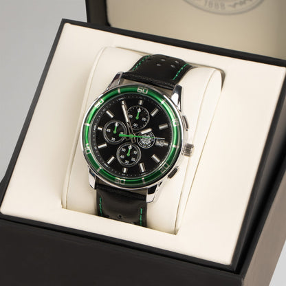 Celtic Sekonda Chronograph Black Leather Watch