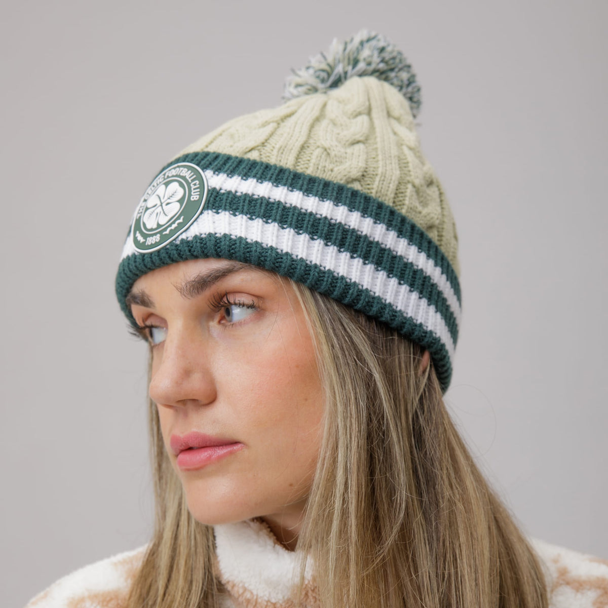Celtic Women's Crest Light Green Pom Beanie