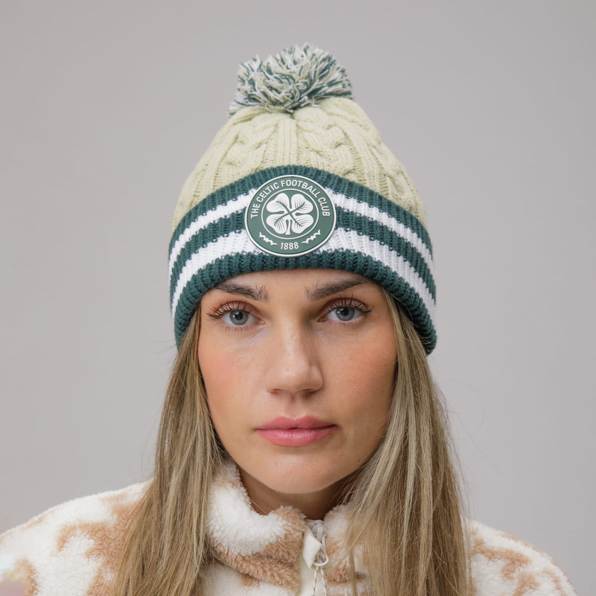 Celtic Women's Crest Light Green Pom Beanie