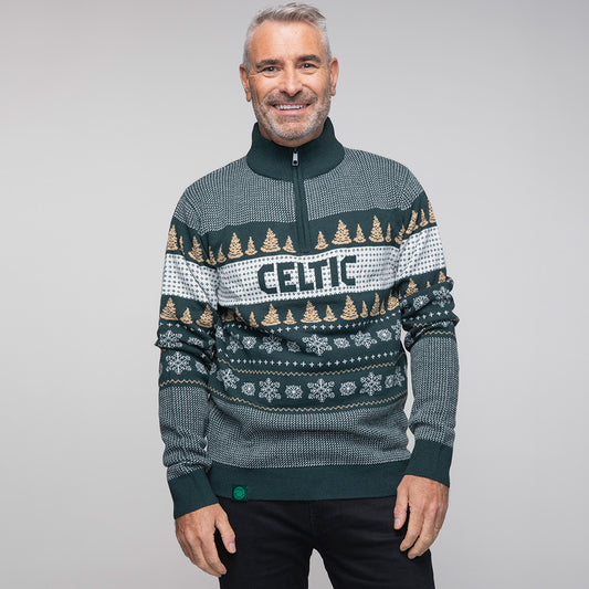 Celtic Weihnachtspullover für Erwachsene mit Viertelreißverschluss