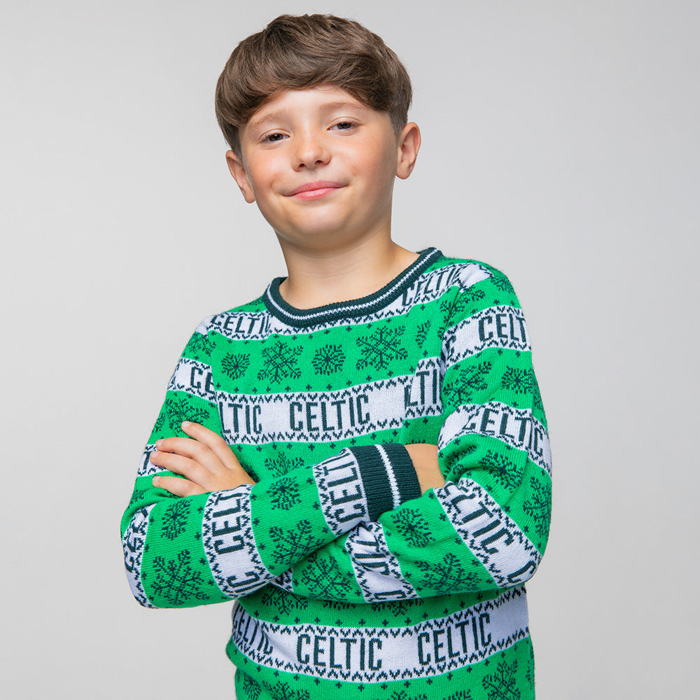 Celtic Junior Weihnachtspullover mit Ringelmuster