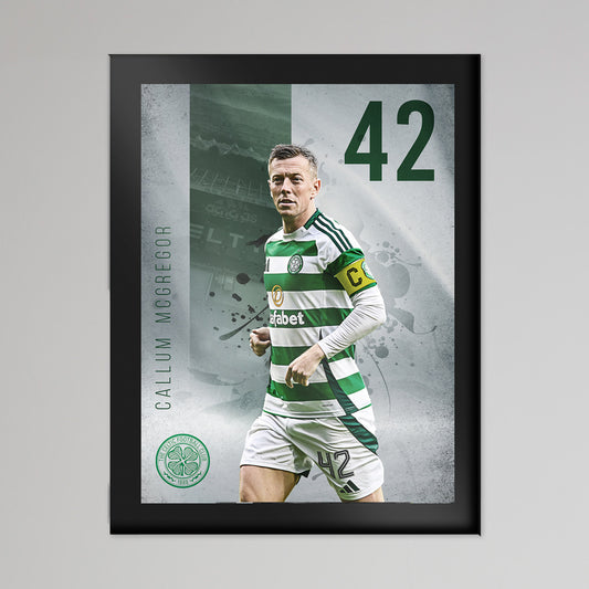 Celtic 2024/25 Callum McGregor Druck aus gehärtetem Glas