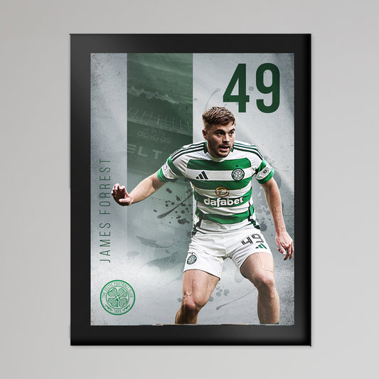 Celtic 2024/25 James Forrest Druck aus gehärtetem Glas